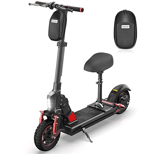 isinwheel X1S Electric Scooter, 500W Motor, Up to 24 Miles Range, Top Speed 28 MPH, 10-inch Off-Road Tires, Electric Scooter Adults, Front and Rear Dual Suspension, Ambient Light Sensor(Red)