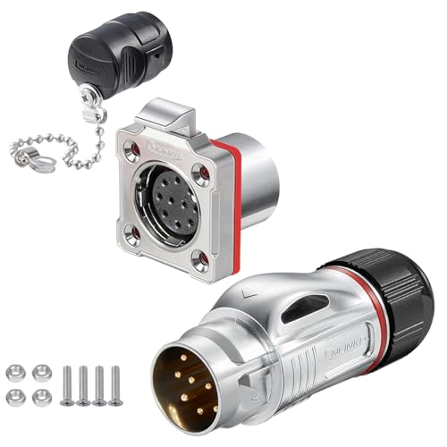 CNLINKO BD-24 10 PIN Industrial Waterproof Connectors, IP68 Circular Connector, Hard Metal Anti-Interference Shell, Quick Plug Aviation Connector, M24 Panel Mount Flange Socket (10 Pin)