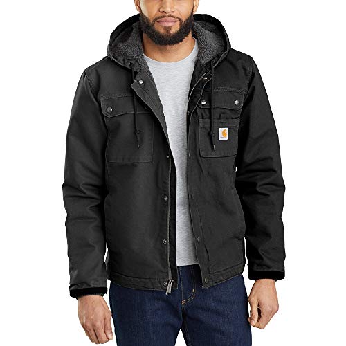 Carhartt Giacca Da Lavoro Vestibilità Comoda In Tessuto Washed Duck, Con Fodera In Tessuto Sherpa, Uomo, Nero, M