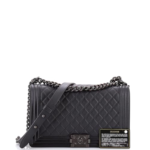 Pre-Loved So Black Boy Flap Bag Quilted Lambskin New Medium, Black2