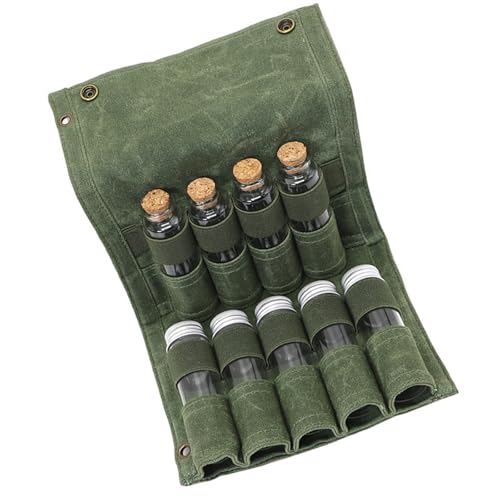 Borsa per spezie da viaggio con 9 bottiglie barattolo per da borsa pieghevole in tela per attività allaperto ed emergenze Verde Con Bottiglia