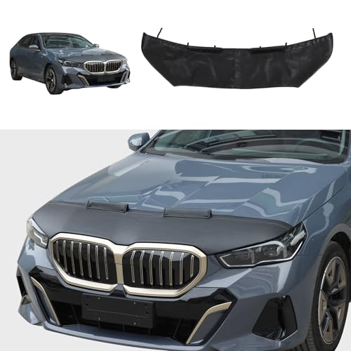 Black Leather Hood Bra Front End Nose Mask Compatible with BMW 5 Series G60 2024 Car Hood Protector,Auto Hood Bonnet Bra Exterior Accessories