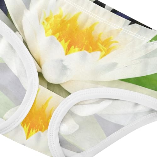 Cotton Girls Underwear Toddlers White Water Lily Floral Green Leaves Cute Panties Girl Fun Print Underpants Briefs 2t4