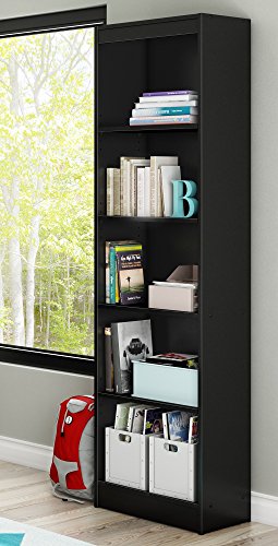 South Shore Axess 5-Shelf Narrow Bookcase, Pure Black, 7270758 #TOP1