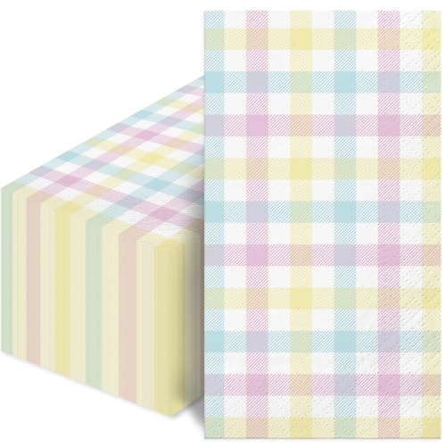 100Pcs Easter Pastel Plaid Paper Napkins