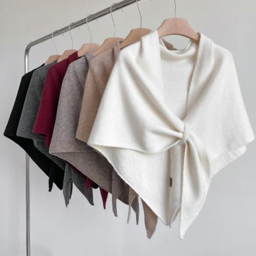 Pashmina Shawl Wraps for Women, Knitted Triangle Shawl, Women's Solid Color Wool Blend Shawl2