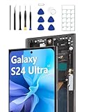 JQYDZH OLED für Samsung Galaxy S24 Ultra 5G Bildschirmersatz OLED-Display Touchscreen-Digitizer-Baugruppe unterstützt Fingerabdruck mit Rahmen + Werkzeuge + Ersatzanleitung(S24 Ultra Schwarz)