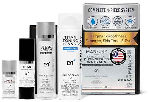 Titan Sports Anti-Aging Mens Skin Care Kit – Cleanser, Face Serum...