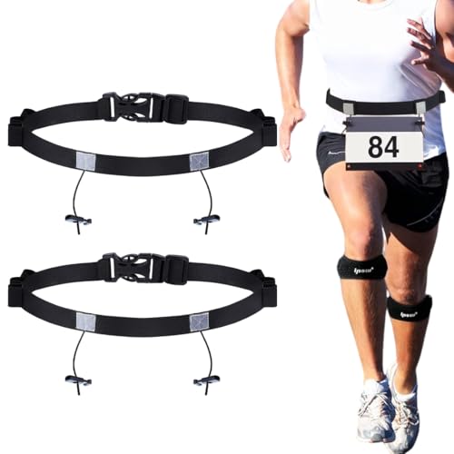 XPEX 2 Pièces Porte Dossard Running Ceinture porte dossard Porte dossard triathlon Porte-Dossard pour Marathon Triathlon Ceintures, Ceinture Adulte Unisexe