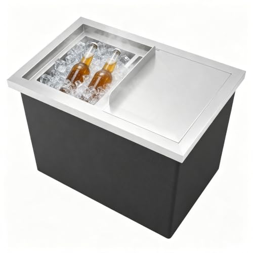 Drop in Ice Chest 18"L x 12"W x 14.5"H Ice Bin with Sliding Cover