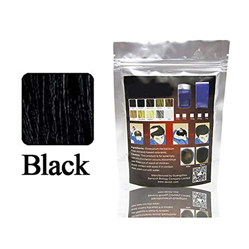 1PC 25g Hair Building Fibers,Fibre Construcción de pelo Fibras de Cabello Naturales,Cabello fino y Escaso para Hombres y Mujeres-Efecto Inmediato(Negro) 25g