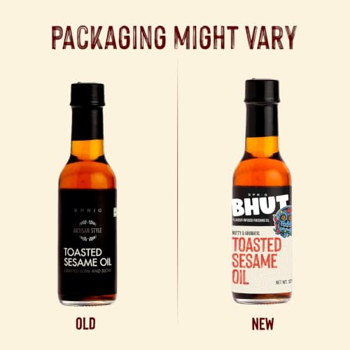 Image of Sprig Toasted White Sesame Oil 125g | Crafted Low & Slow | 100% Pure & Natural | No artificial colours, flavors, additives or preservatives | Vegan, Kosher, Gluten free | Premium Finishing Oil for Sauteing & Finishing | Enjoy with Noodles, Salads, Stir-fries, Sauces, Marinades | Artisan Style