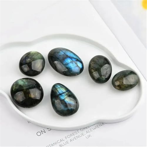 Labradorita natural de 3-4 cm con soporte de collar para piedra de palma irregular 3