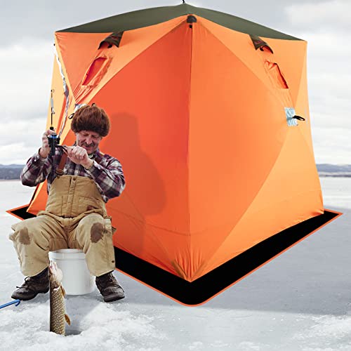 ANDGOAL Portable Ice Fishing Shelter - Waterproof Tent Ice Shelter, 4 Person Ice Fishing Shelter, Thermal Ice Shelter for Quickfish Outdoors Fishing, Ice Shelter Insulated with Ice Anchors