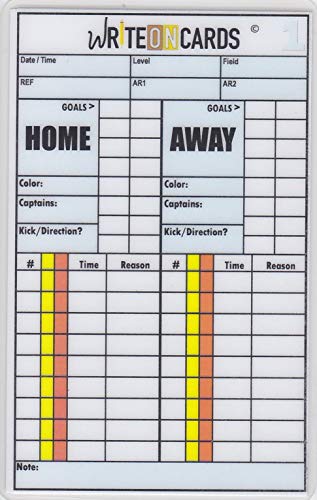 Soccer Write-on Referee Cards, 4 Card Set Includes Penalty Kicks and Game Record (AR) Card