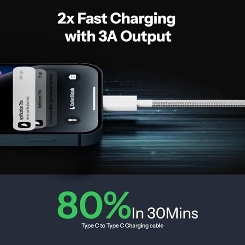 Image of Original USB-C to C Nylon Braided Cable Compatible with iPhone 16 /16 Plus /16 Pro /16 Pro Max,15 /15 Plus /15 Pro /15 Pro Max,Samsung Galaxy S24 /S23 /S22 /S21 FE