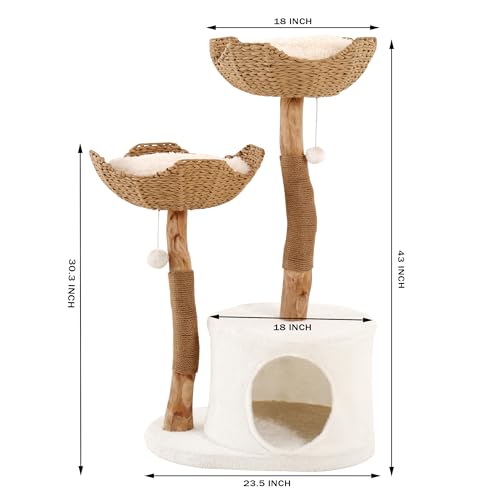 Torre para gatos de madera natural moderna 43 in miniatura 4