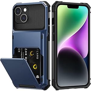 Nvollnoe for iPhone 14 Case with Card Holder[Store 5 Cards] Dual Layer Heavy Duty Shockproof iPhone 14 Wallet Case with Hidden Card Slot Large Storage Case for iPhone 14(Blue)