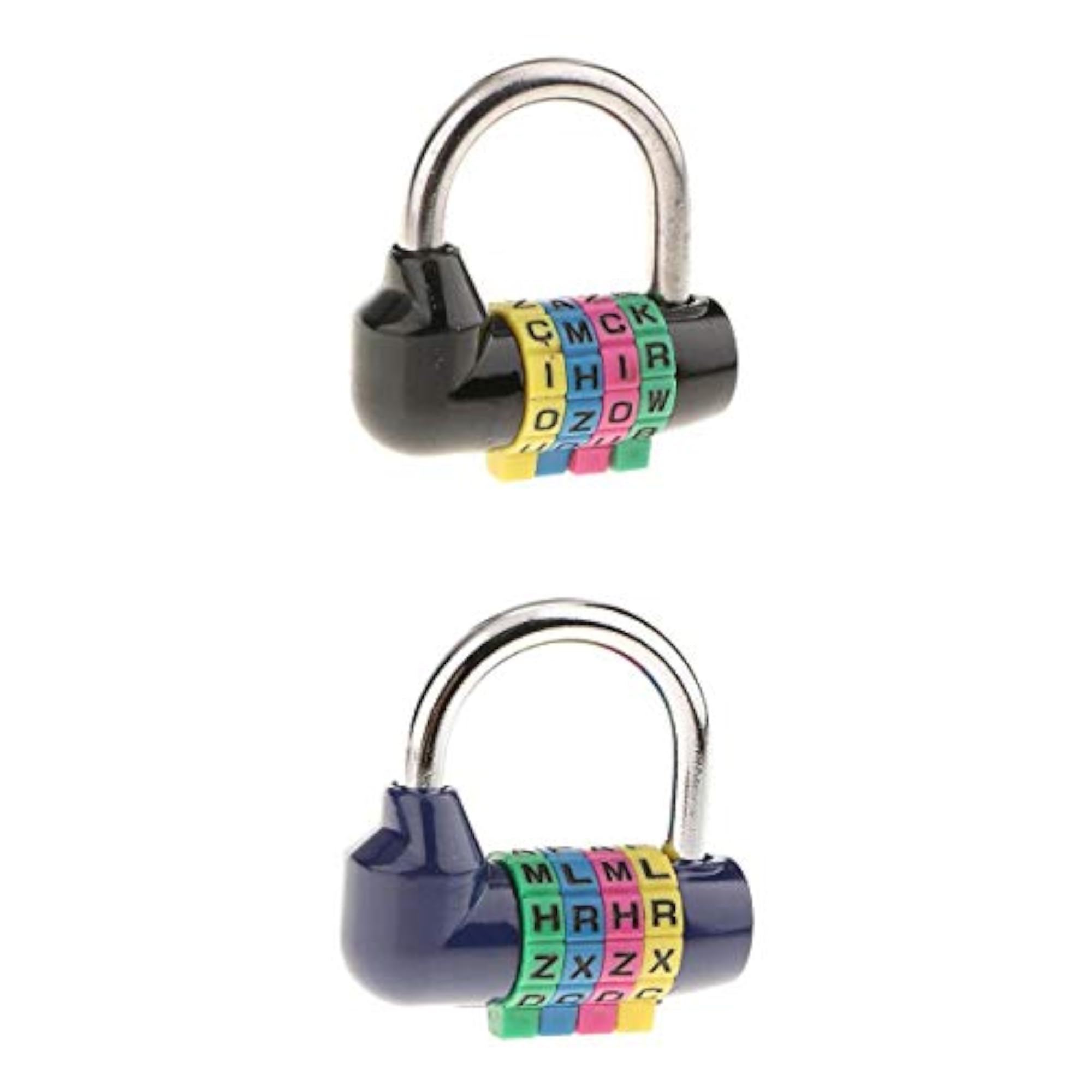 4 Digit Dial Combination Padlock Travel Luggage Lock, Black & Blue