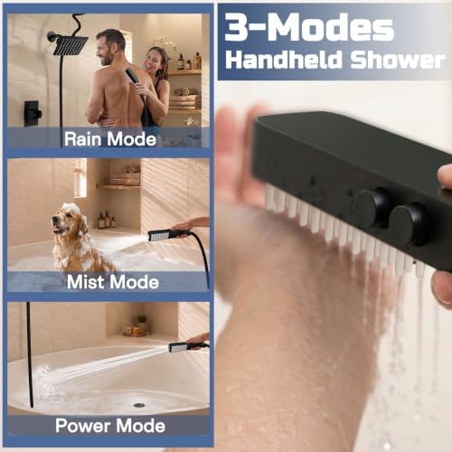 Tandem Dual Shower Head System for Couples – Matte Black - 3