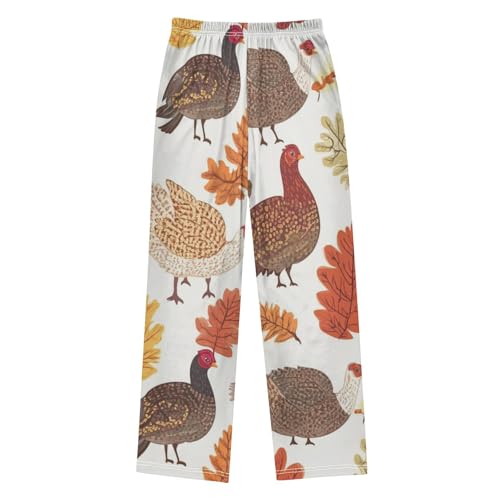 ZZXXB Cute Turkey Print Boys Long Pants Soft Trousers Elastic Waist Kids Lounge Bottoms with Pockets S-XL2