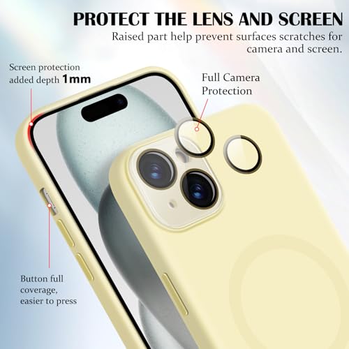 Newseego for iPhone 15 Plus Magnetic Case, Cute Soft Liquid Silicone Case for Women Girls Men Anti-Scratch Anti-Drop Shockproof Bumper Full Camera Lens Protection Case for iPhone 15 Plus-Yellow by Newseego - Image 5