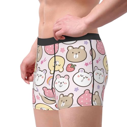 Cute Cartoon Bear Face Men's Boxer Briefs Lightweight Soft Comfort Breathable Stretch Underwear 6