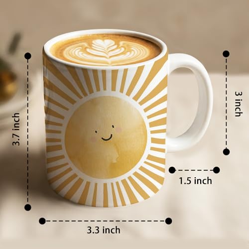 Taza infantil de cerámica con diseño de sol sonriente 11 oz miniatura 5