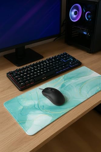 Image of Printed Gaming Mousepad - Premium Stitched Edges, Smooth Surface,Size 11x23 inches, Non-Slip Rubber Base - Ideal for Office & Gaming Setup (Silent Midnight Flowers)