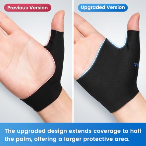 Image of VELPEAU Elastic Thumb Wrist Support Brace (Pack of 2), Splashproof Compression Sleeve for Arthritis Pain, Tendonitis, Sprains, Sports, Splint Liner, Fits Left & Right Hands (Upgraded Short Version - Black, Medium)