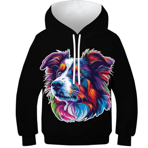 Sweat à capuche enfant imprimé 3d chiens avec poche kangourou douce