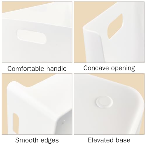 LYLIDIA 5 Stück Aufbewahrungsbox Küche Bad Körbe Kunststoff 30x21x15cm Niedrigeren Vorderseite Aufbewahrungsboxen Organisationsboxen mit Griffen Weiß Kisten Aufbewahrung Plastikbox Regal Schrank