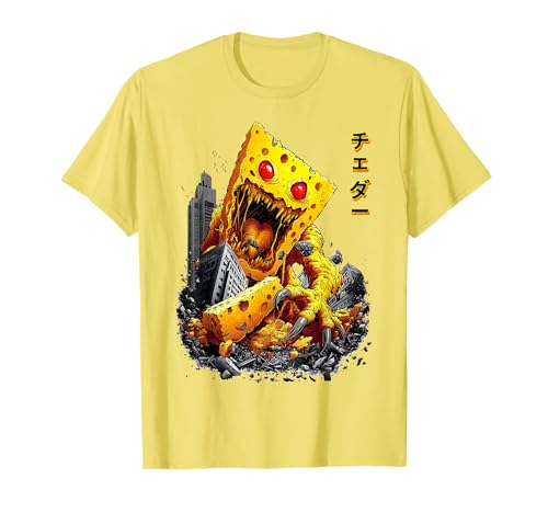 Lustiges japanisches Kaiju-Monster mit Cheddar-K&auml;se T-Shirt