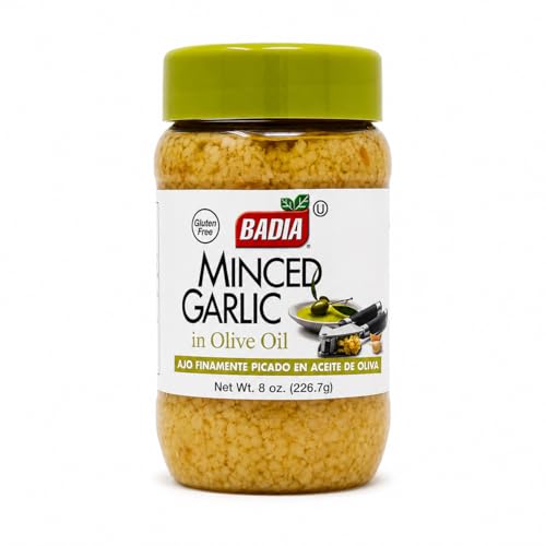 Image of Badia Minced Garlic, 8 oz | Convenient minced garlic in olive oil for pasta, marinades, sauces, meats, vegetables, soups, and everyday cooking