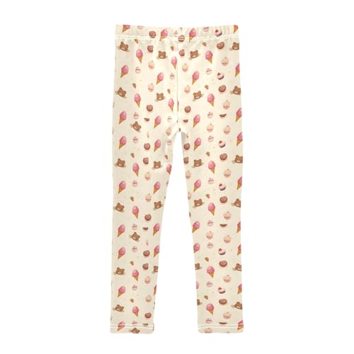 senya Girls Printed Leggings Yoga Pants Little Bear Ice Cream Pattern for Kids in 4t to 10 Years, 4T2