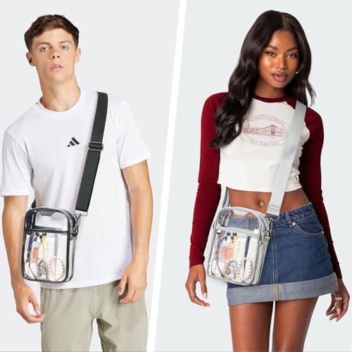Image of LATMAP Clear Bag for Stadium Events 12x6x12 Clear Purse with 3-Zipper Pockets Crossbody Handbag Tote for Concerts Sports