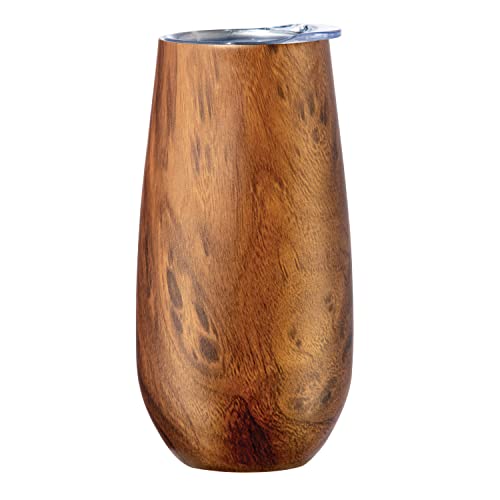OGGI Flauta térmica, 1 unidade (pacote com 1), grão de madeira