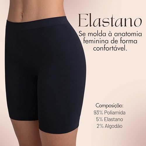 Kit 2 Calcinhas Boxer Alongada Sem Costura Shorts Loba by Lupo Feminina, 2 Preto, G