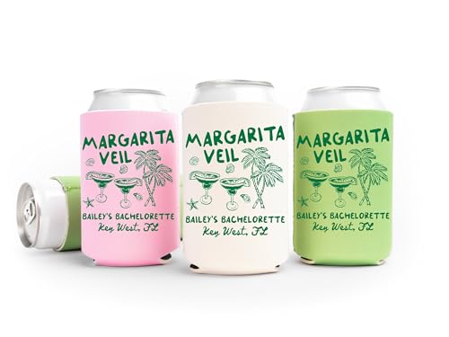 Personalized Margarita Veil Bachelorette Can Coolers,