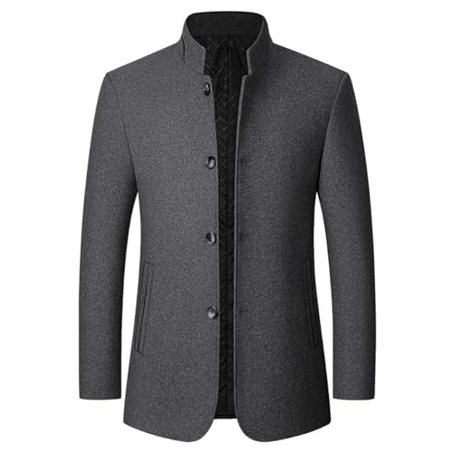 Cambkatl Men's Stand Collar Single Breasted Blazers Slim Fit Woolen Suit Jackets Casual Sports Coat with Pockets