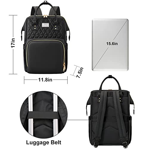 Vsnoon Laptop Backpack For Women, 15.6 Inch Laptop Bag With Usb Charging Port, Water Resistant Travel Backpack For Women Work Nurse/Teacher Casual Daypack, Black #TOP4