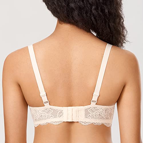 Image of DOBREVA Women's Push Up Lace Bra Underwire Plunge Full Coverage Bras Sexy Plus Size Support