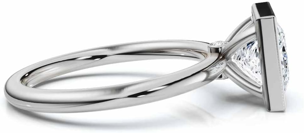 1 CT-5 CT Moissanite Engagement Ring Colorless VVS1 10K 14K 18K Solid Gold & 925 Sterling Silver Bezel Set Hidden Diamonds Anniversary Wedding Bridal Ring Gift for Women