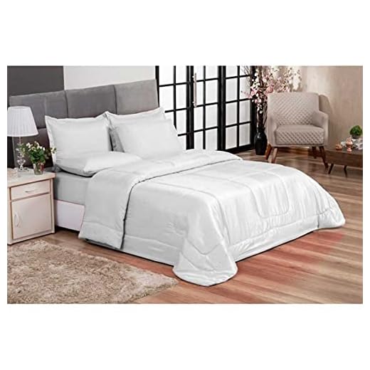 Kit Edredom Casal Queen Jogo de Lençol 06 peças Aconchego Dupla Face Casa Dona