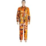 African Mens Clothing Traditional Ankara Dashiki Africano Hombres Camisa Con Pantalones Bordado Camiseta Pantalones Outfit Orange 2XL