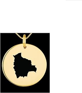 24 mm Round Shape 1.5mm Thick 14k Gold Plated Sterling Silver Bolivia Map Pendant |YU_MAP_145
