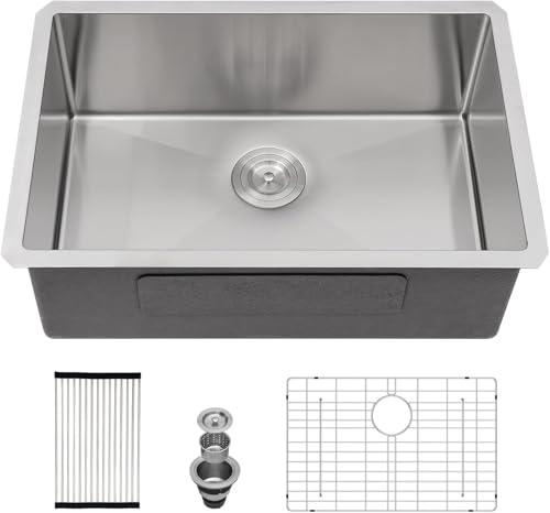 Fregadero de 28 pulgadas – Beslend 71 x 45,7 x 25,4 cm, fregadero de cocina de acero inoxidable, calibre 16, 10 pulgadas de profundidad, fregadero de cocina