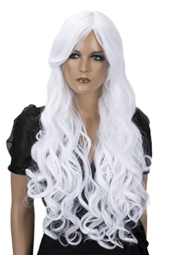 Perruque blanche 80cm CAISHA pour cacher vos cheveux et changer de style
