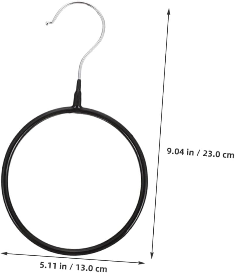 BESPORTBLE 10pcs Heavy-Duty Scarf Organizer Rings with Hooks, Black Plastic-Coated Iron Scarf and Tie Hangers for Closet Storage and Clothing Accessories