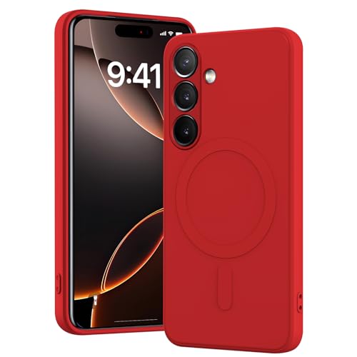 MIDIIUGCT for Samsung Galaxy A55 5G Case Magnetic,Wireless Charging,Slim Soft TPU Silicone Cover Phone Case for Samsung Galaxy A55 5G,Red,MUS-MFCX-03-08
